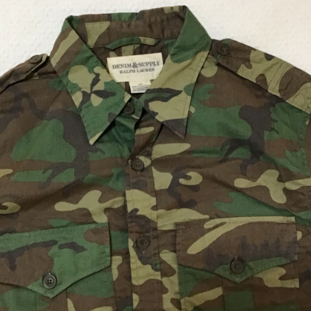 Denim & Supply Ralph Lauren Men’s Camo short sleeve- button shirt Green/Brown